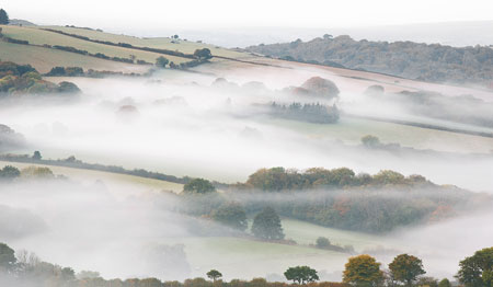 Blanket of mist in the Teign Valley
